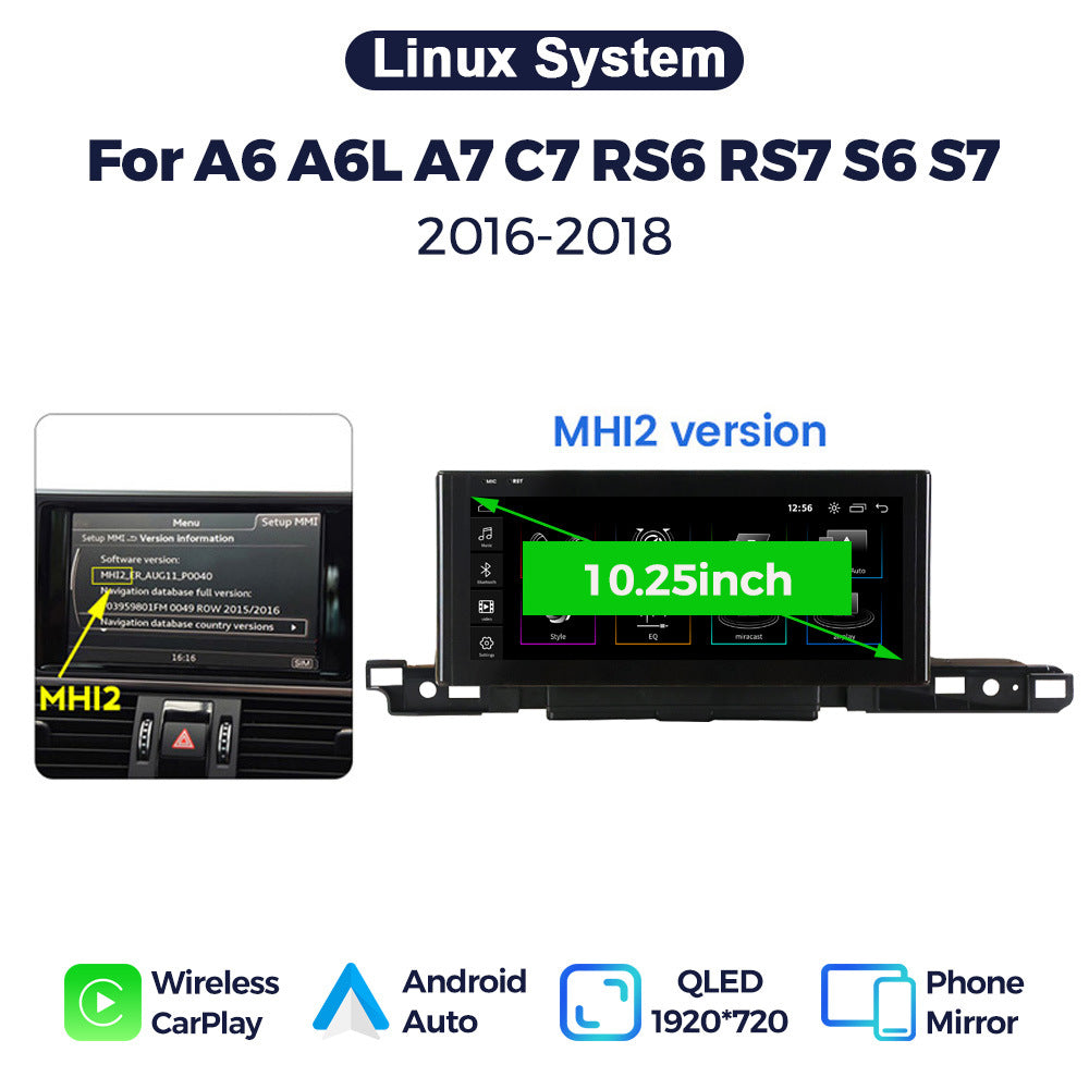 Suitable for audi a6 a6l a7 rs6 s6 s7 audi a6 linux large screen wireless carplay