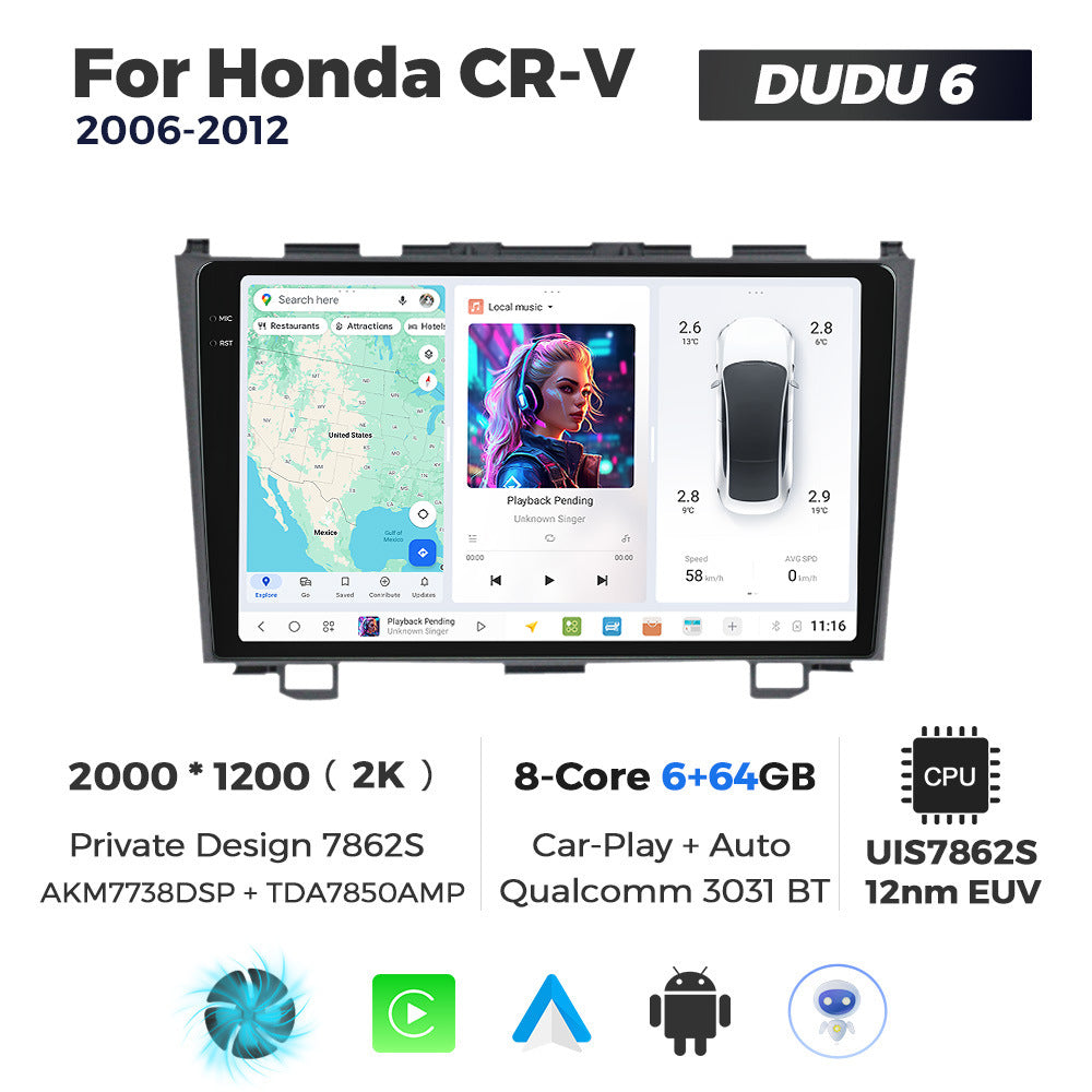 DUDUAUTO for Honda CRV 2006-2012 Android large screen central control car navigation Bluetooth Carplay