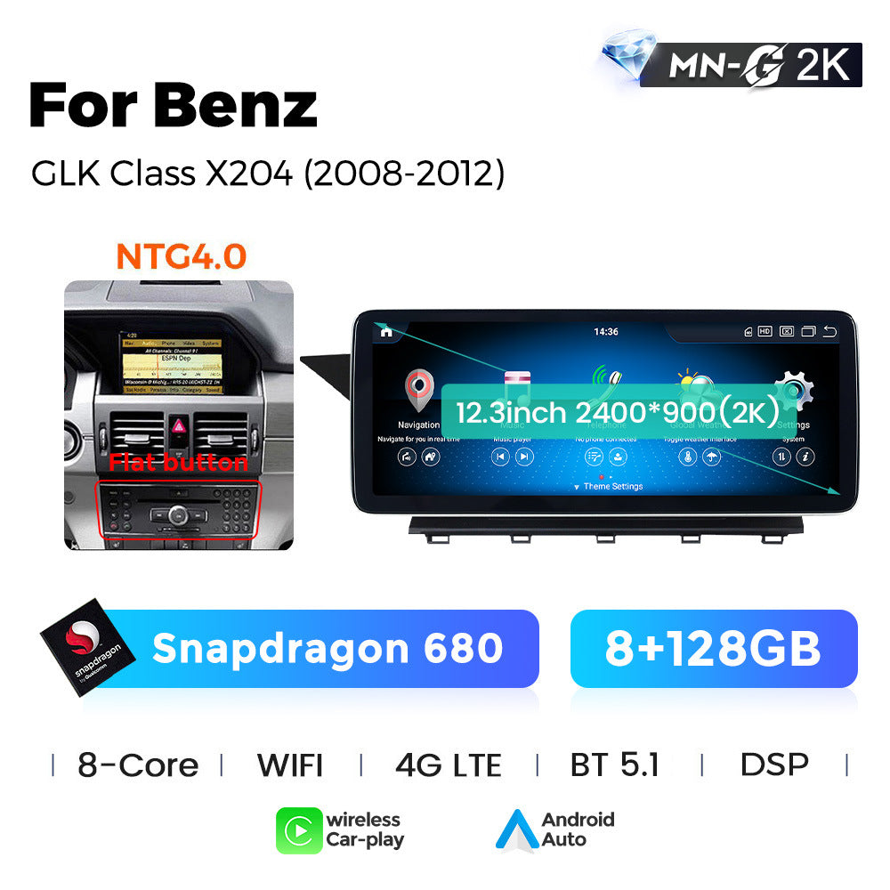 Applicable to Mercedes-Benz GLK X204 2008 - 2014 Android large screen central control car navigation Bluetooth Carplay