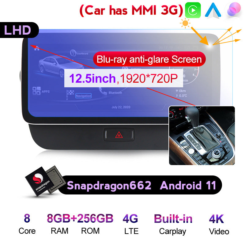Android 11 head unit with qualcomm chip, vertical screen, carplay, for audi q5/q5l - custom upgrade for center console navigation