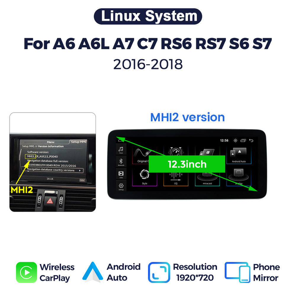Suitable for audi a6 a6l a7 rs6 s6 s7 audi a6 linux large screen wireless carplay