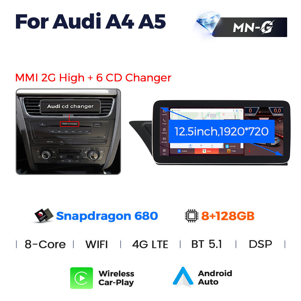 Suitable for a4l/a5 2007-2009 mmi 2g 6 disc version, original car screen upgrade to large screen navigation
