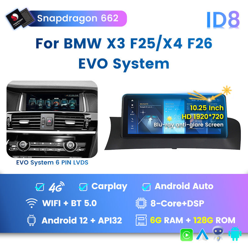 Suitable for bmw x3 f25 10.25inch id8 central control large screen car android navigator smart carplay