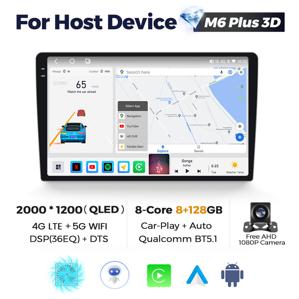 Suitable for m6plus-3d 2k hd car android navigation head unit with screen, compatible with fangyitong 7862s