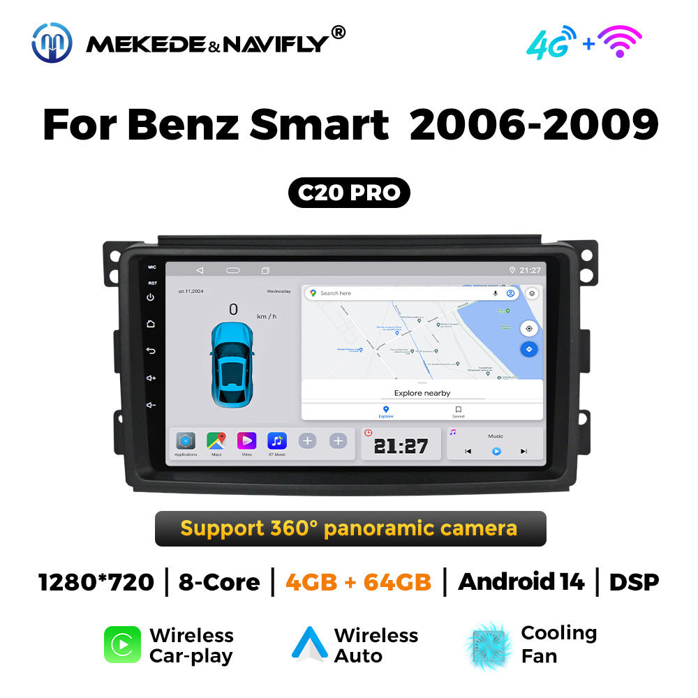 Applicable to Mercedes-Benz smatr 2006-2009 Android large screen central control car navigation radio screen carplay