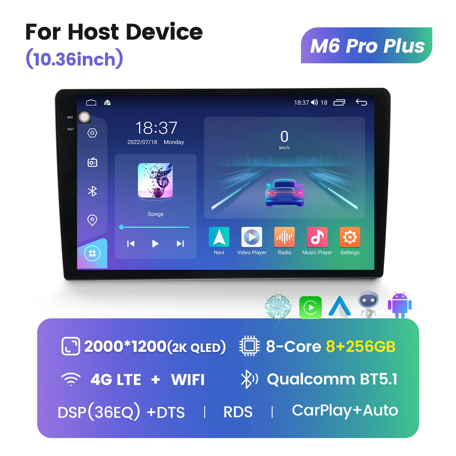 Suitable for 2k resolution 9.5inch / 10.36inch classy car android navigator fitting screen host 7862s
