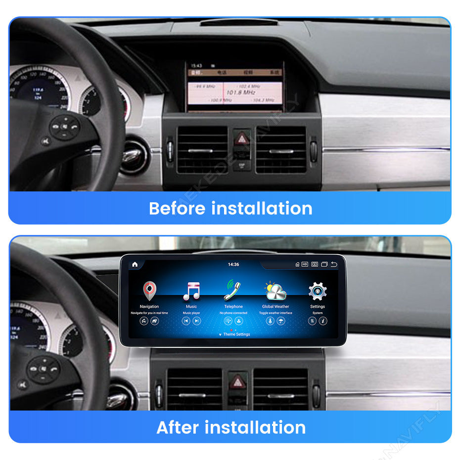 Applicable to Mercedes-Benz GLK X204 2008 - 2014 Android large screen central control car navigation Bluetooth Carplay