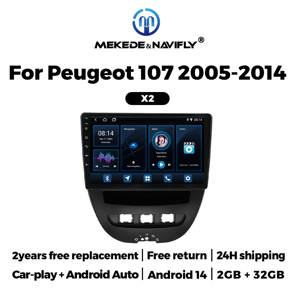 Applicable to Peugeot 107 2005-2014 Android Car GPS Navigation MP5 Bluetooth Player Carplay