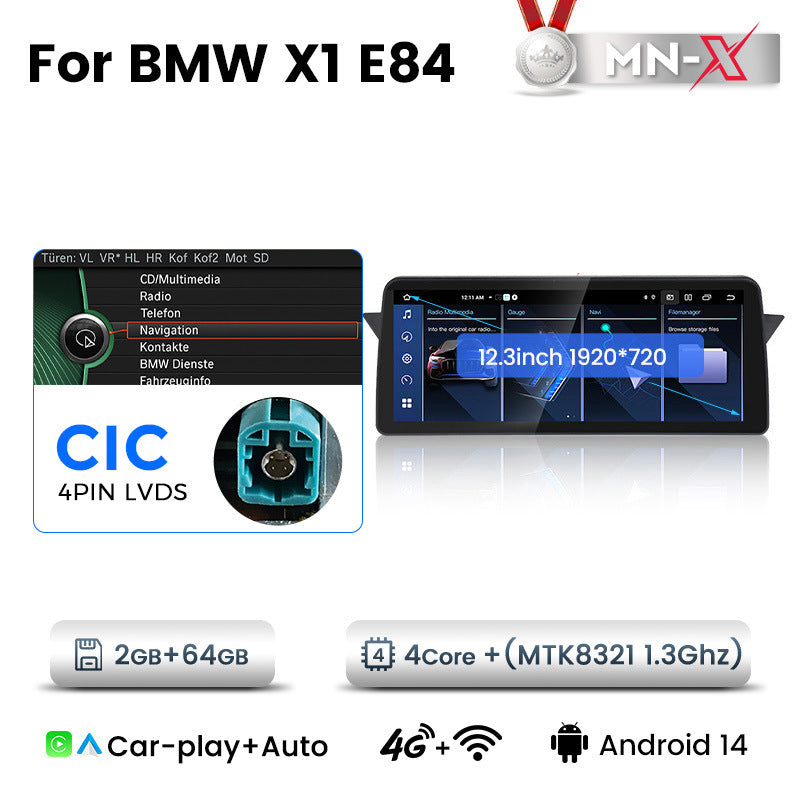 12.3-inch Compatible with BMW X1 E84 Android Central Control Large Screen GPS Navigation All-in-One Bluetooth CarPlay
