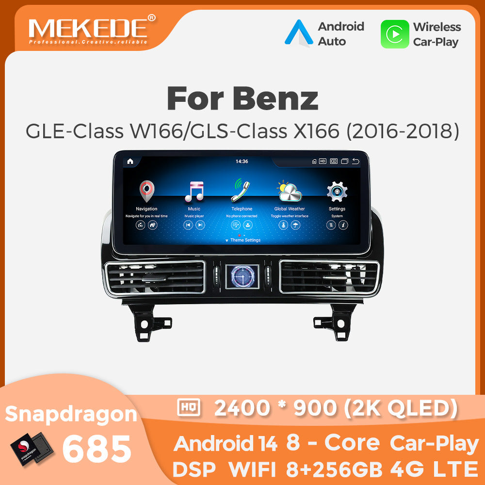 Applicable to Mercedes-Benz GLE/GLS W166/X166 Android large screen central control car navigation Bluetooth Carplay