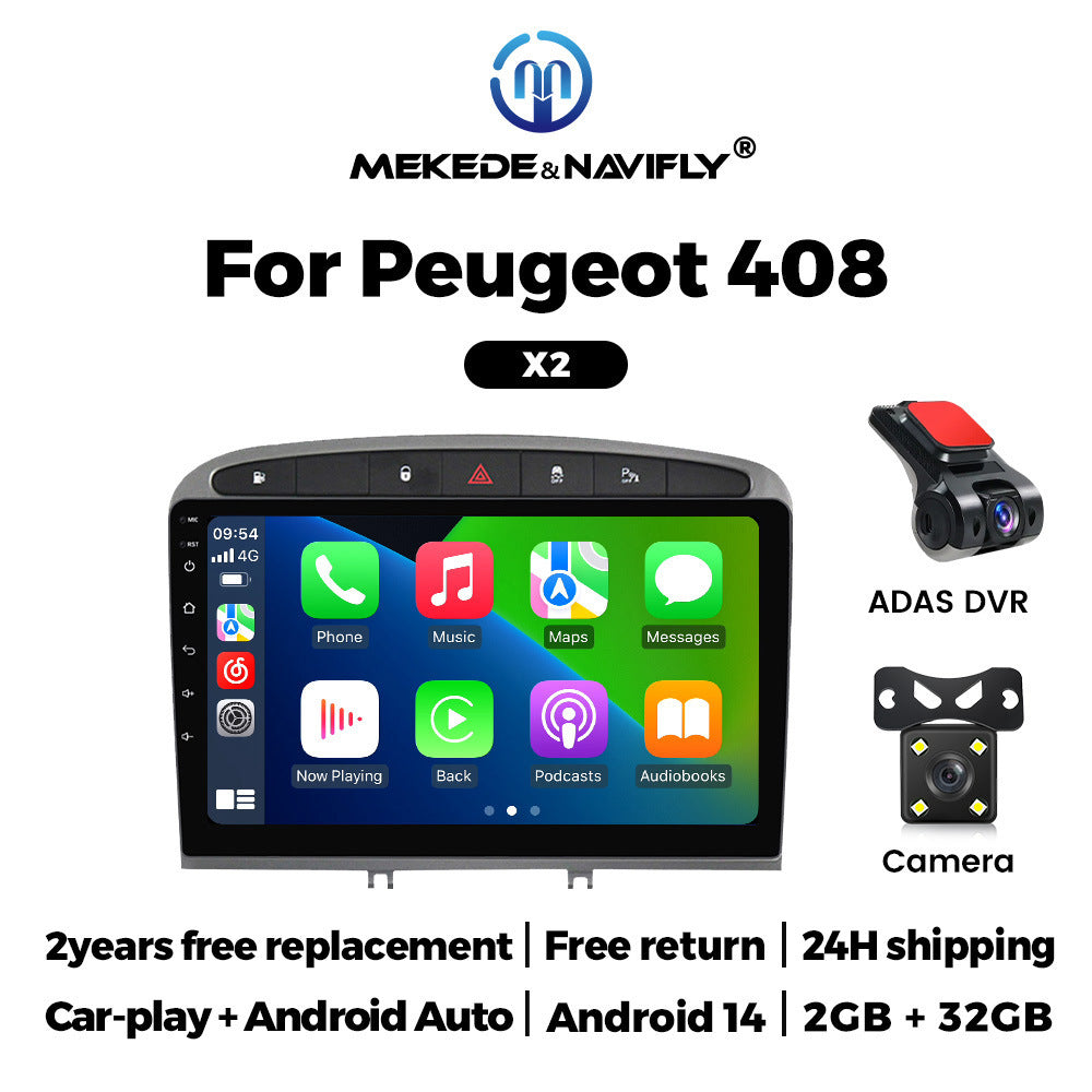 Suitable for peugeot 408 2010-2013 logo 408 android car navigation wireless carplay