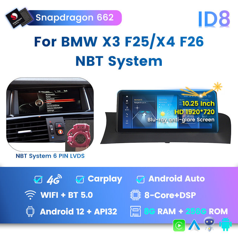 Suitable for bmw x3 f25 10.25inch id8 central control large screen car android navigator smart carplay