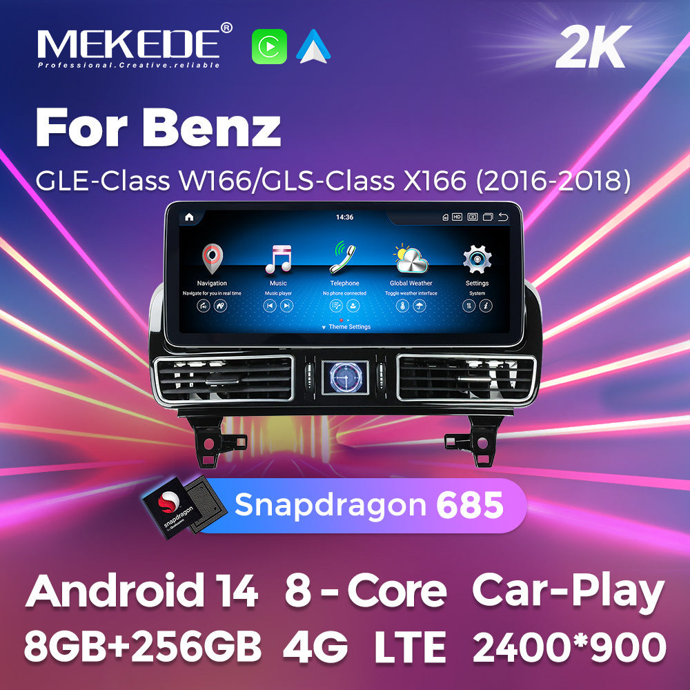 Applicable to Mercedes-Benz GLE/GLS W166/X166 Android large screen central control car navigation Bluetooth Carplay